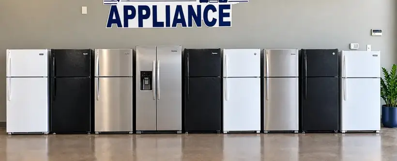 Quality Appliances refrigerator lineup with top-freezer, side-by-side, white, black and stainless models