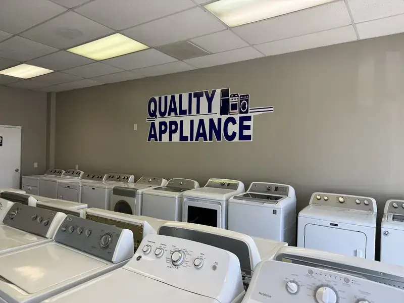 Washers and dryers in the Quality Appliances showroom